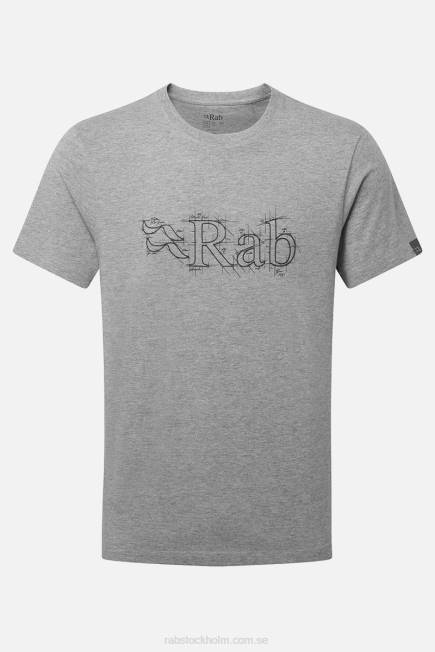 Rab Män Hållningsskiss T-shirt I Ekologisk Bomull N2f2971 Grå Märgel