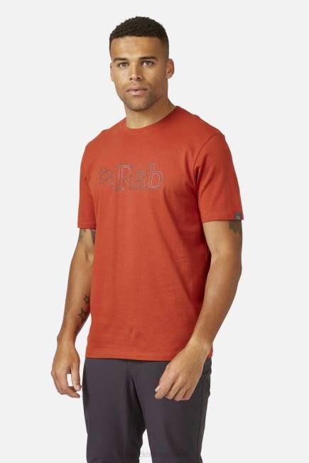 Rab Män Hållningsskiss T-shirt I Ekologisk Bomull N2f2972 Röd Lera